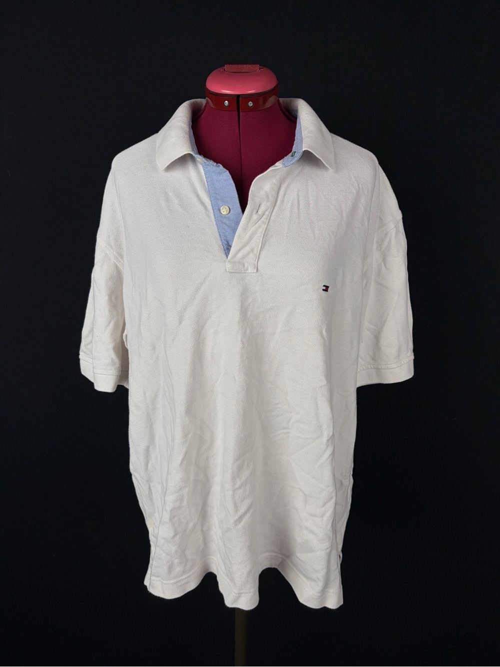 Tommy Hilfiger White Polo with Light Blue Inner Placket